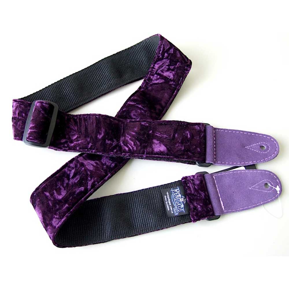 RENEGADE Crushed Velvet Series ギターストラップ 紫 VEL-PL