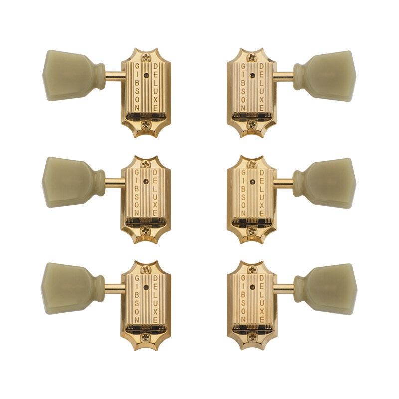 Gibson Deluxe White Button Tuner Set Vintage Nickel for sale