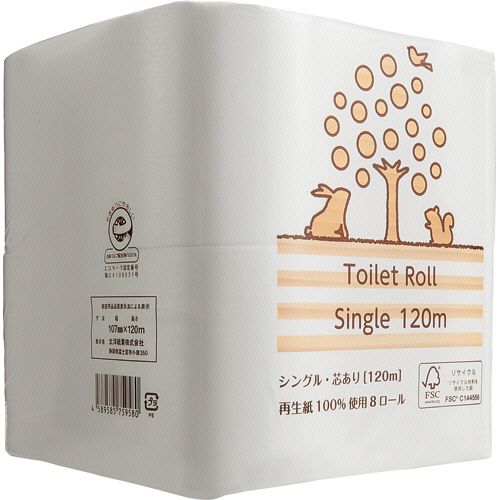 オリジナル 7695452 TANOSEE リサイクルトイレットペーパー 2倍巻 シングル 芯あり 120m