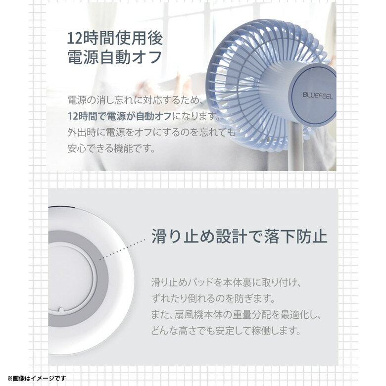 BARSET 4D FAN 多機能コードレス卓上扇風機＆サーキュレーター ホワイト(1台)