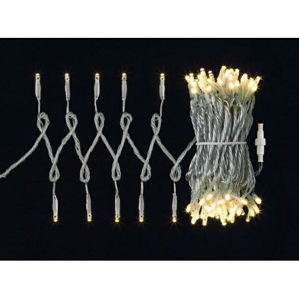 100球LEDライト(常点灯-コントローラー接続可)（クリーム/クリアコード）(クリスマスデコレーション)