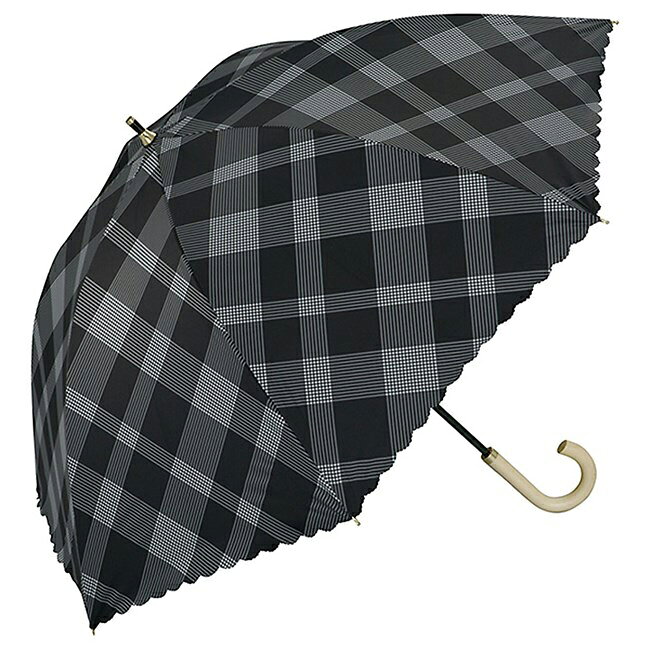 w.p.c ワールドパーティ 日傘 晴雨兼用 遮光遮熱 バードケージバイアスチェック ブラック 55c