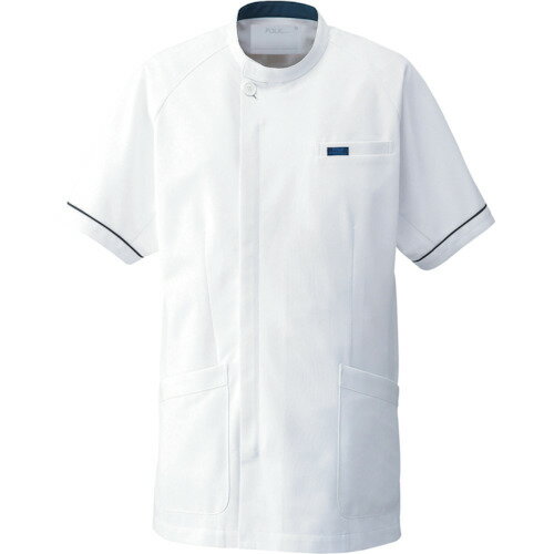 1014CR メンズ上衣 ホワイト×ネイビー Sサイズ