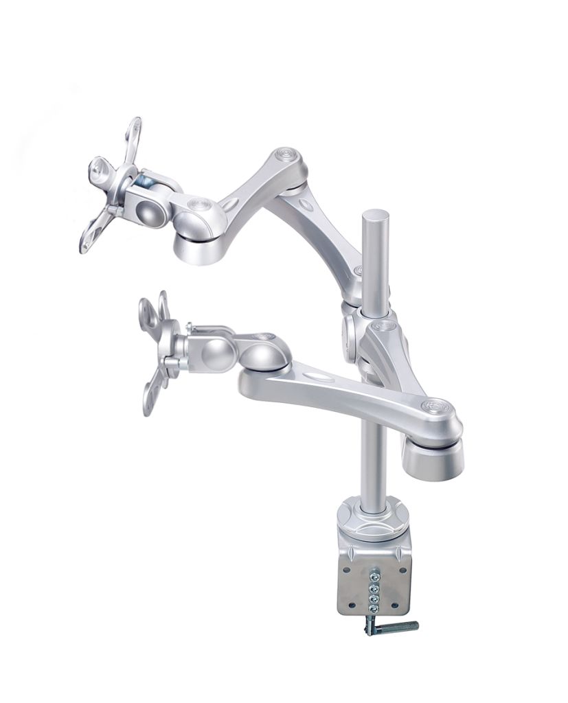 ウィンテクノ 水平多関節クランプ固定2画面アーム 銀 LA-515-1Q