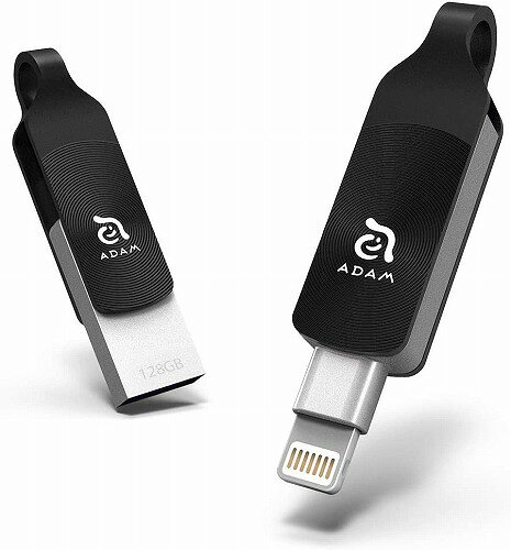 アダムエレメンツ｜ADAM elements USBメモリ iKlips DUO+ ブラック ADRAD64GKLDPRXJ 64GB /USB TypeA＋Lightning /USB3.1 /回転式