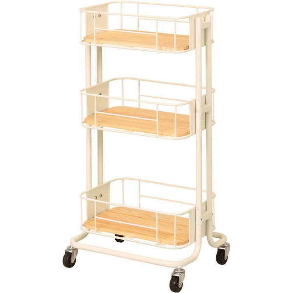 BY CAGE WAGON スチールワゴン 3段 キャスター付き キッチンワゴン ホワイト BCW-440WH
