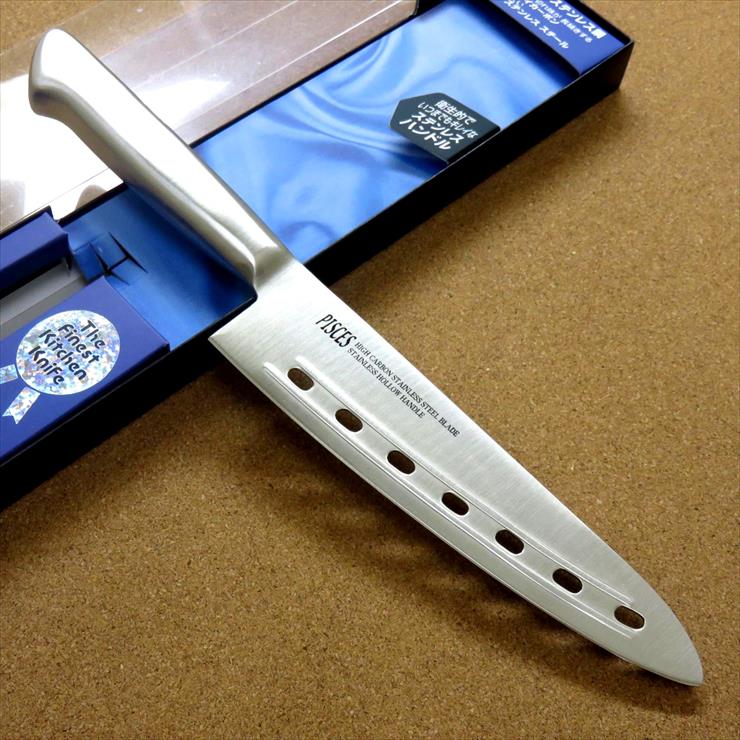 包丁 穴あき包丁 オールステンレス 一体型包丁 刃渡り180mm 全長315mm ステンレス包丁 日本製 関の刃物 佐竹産業 PISCES パイシーズ