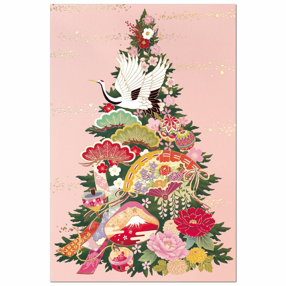 楽天市場】チキュウグリーティングス クリスマスカード 和風 向け 桃地