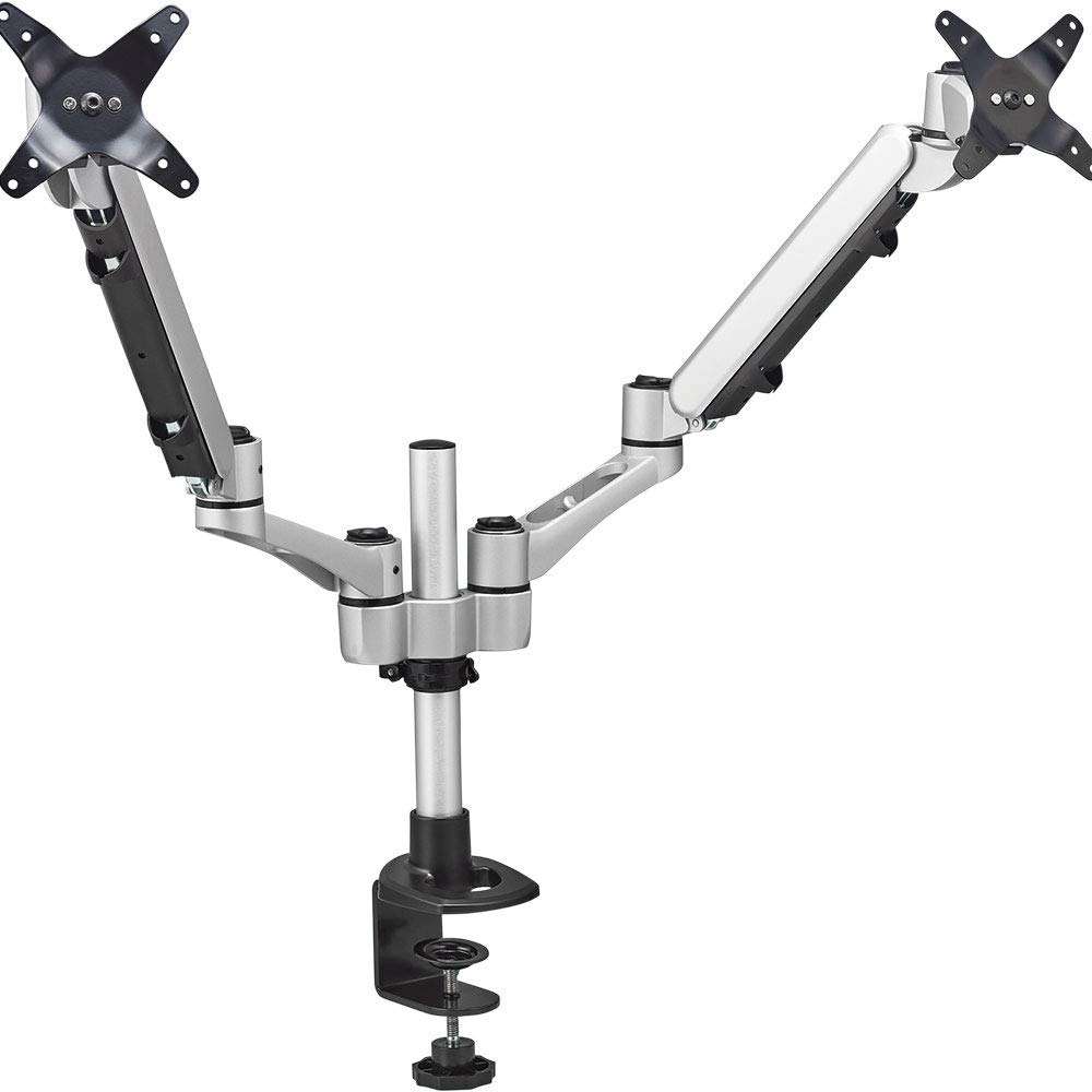 キングジム｜KING JIM モニターアーム 2画面 /～30インチ 垂直タイプ クランプ式 ARM220 シルバー