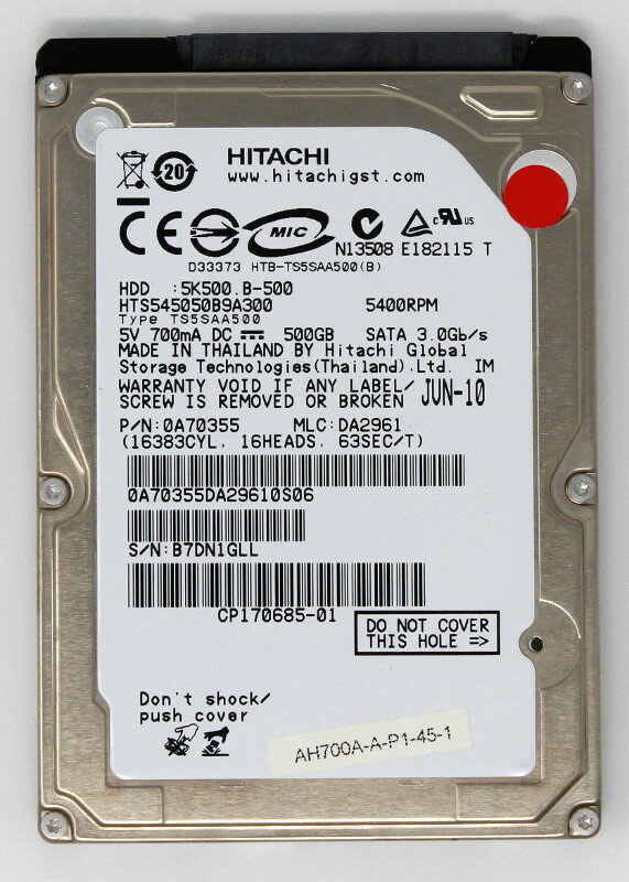日立gst travelstar 5k500.b   b/sata /5400rpm/ b  hts545050b9a300