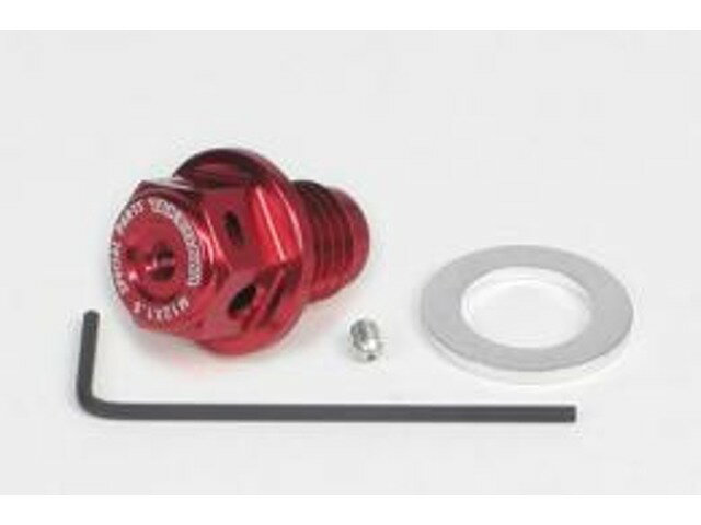 SP武川 アルミドレンボルト ネオジム磁石付 M12X1.5/温度センサー穴/ワイヤーロック穴/レッド 02-09-0025