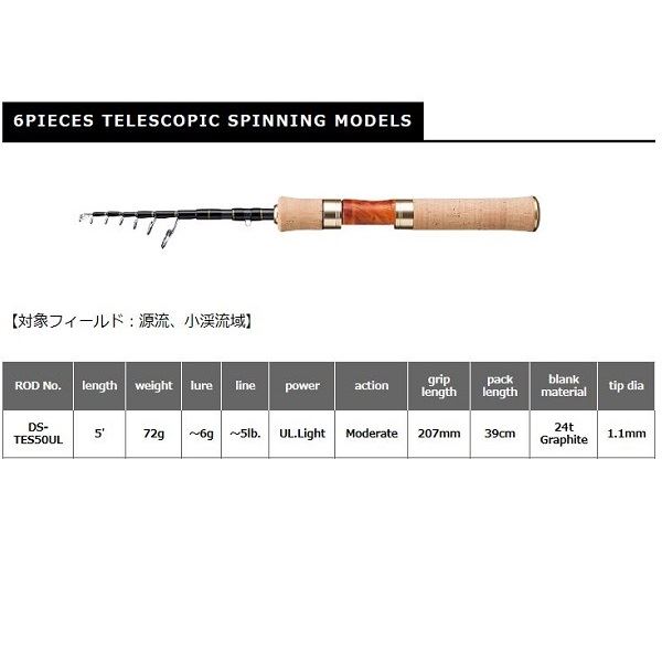 スミス ダガーストリーム DS-TES50UL スピニング/ 6ピーステレスコピック 振出