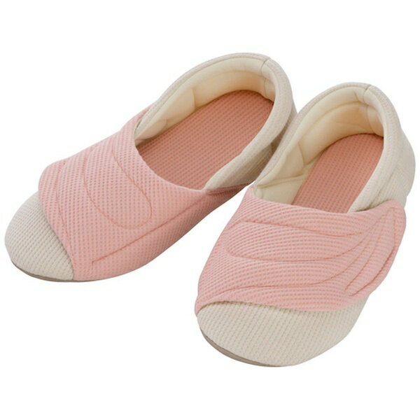 あゆみシューズ 室内用 ワイドベルトワッフル ピンク M