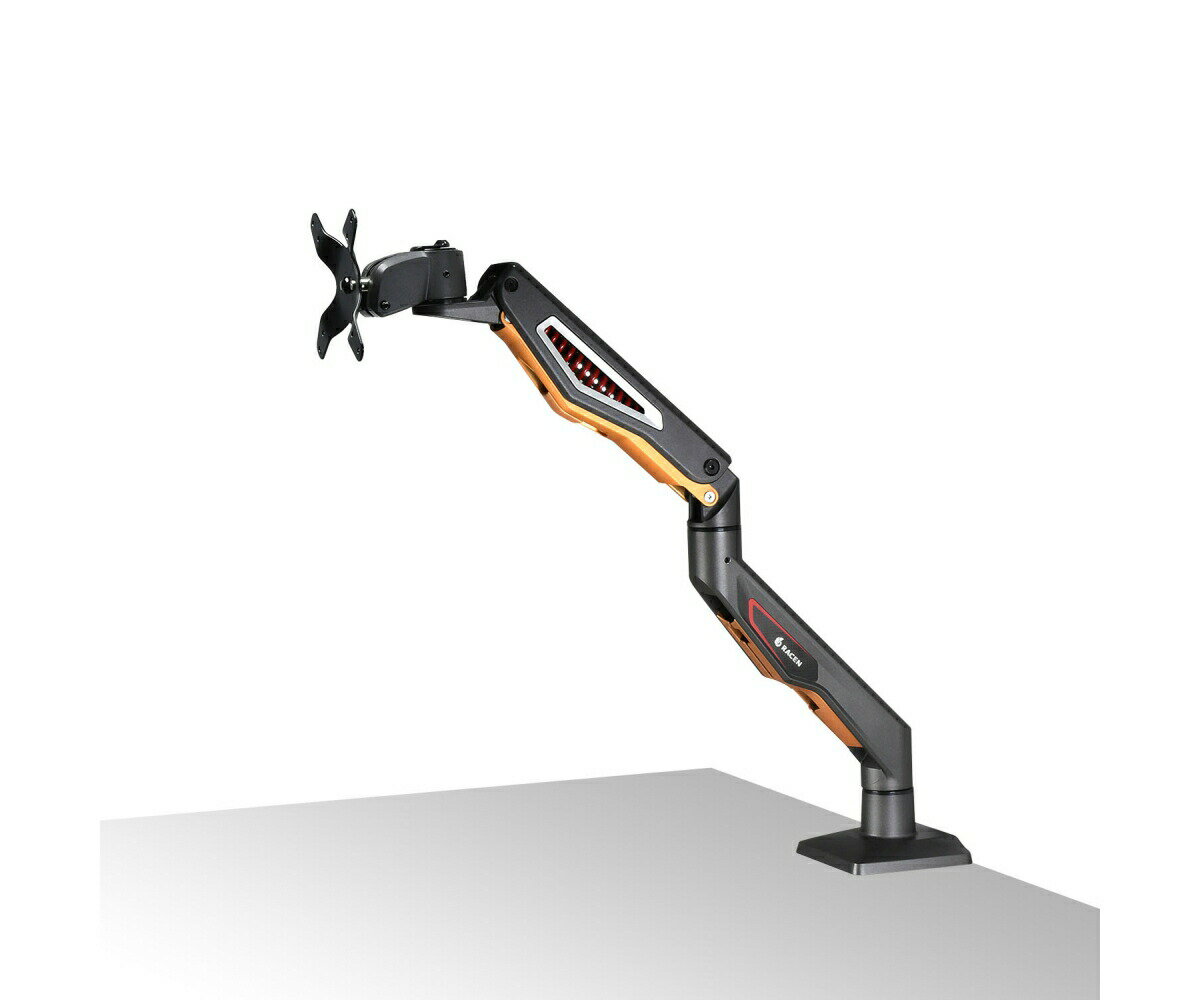 センチュリー｜Century Corporation ゲーミングモニターアーム 1画面 /～40インチ スプリング式 RACEN メタリックグレー/オレンジ CRC-GMA01