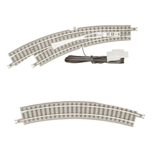 r026 電動/手動カーブポイントレール r195/220-30° 左分岐  り r195-30°カットレール 付き ロクハン