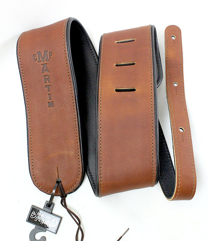 マーティン Premium Rolled Leather ギターストラップ ブラウン 18A0028