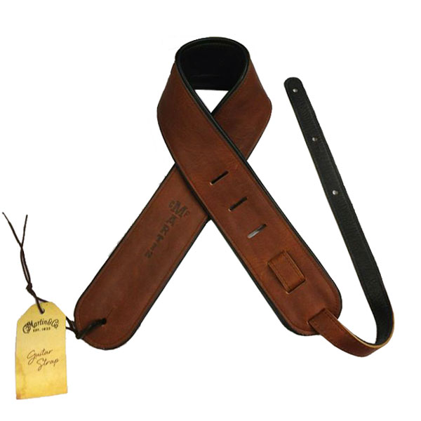 マーティン Premium Rolled Leather ギターストラップ ブラウン 18A0028