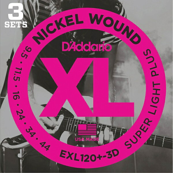 XL Nickel EXL120+-3D 3 Pack/9.5-44 D’Addario