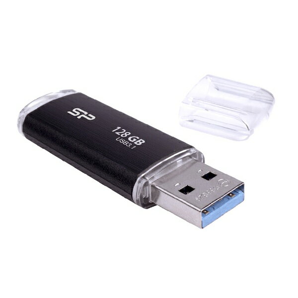 シリコンパワー SP128GBUF3B02V1K 128GB USBメモリ USB3.1 ブラック ヘアライン仕上げ ストラップホール付き