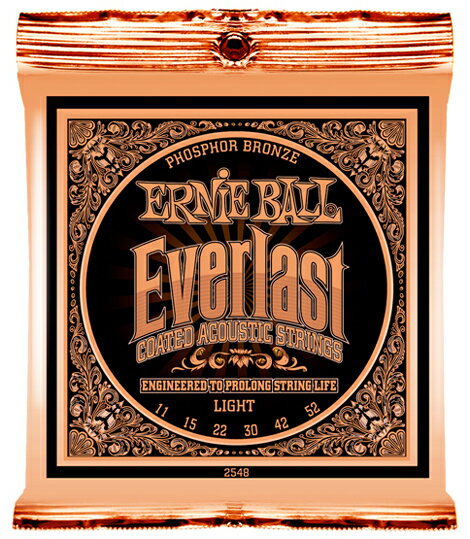 Everlast Coated Phosphor Bronze Acoustic Strings #2548 Everlast Coated LIGHT ERNIE BALL