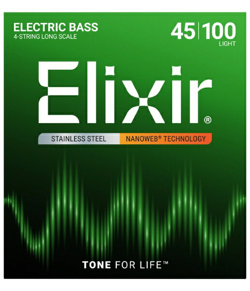 Elixir エリクサー ベース弦 ナノウェブ ステンレス Long Scale Light〔.045-.100〕#14652〔NANOWEB〕〔国内正規品〕〔ゆうパケット対応〕