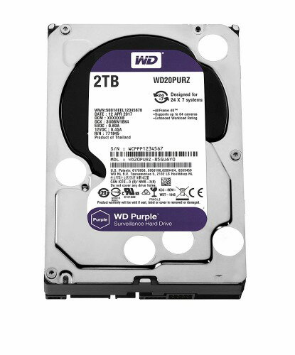 WD HDD 内蔵ハードディスク 3.5インチ 2TB WD Purple SATA6Gb/s 64MB メーカー保証3年 WD20PURZ