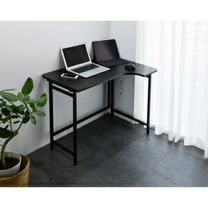 YAMAZEN 折りたたみ式デスク ダークブラウン/ブラック・幅90cm×奥行60cm×高さ70cm RPST-C9060H-DBRBK パタパタ コーナーデスク テレワーク サイドテーブル 完成品