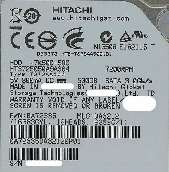 travelstar 7k500  b/sata /7200rpm/ b