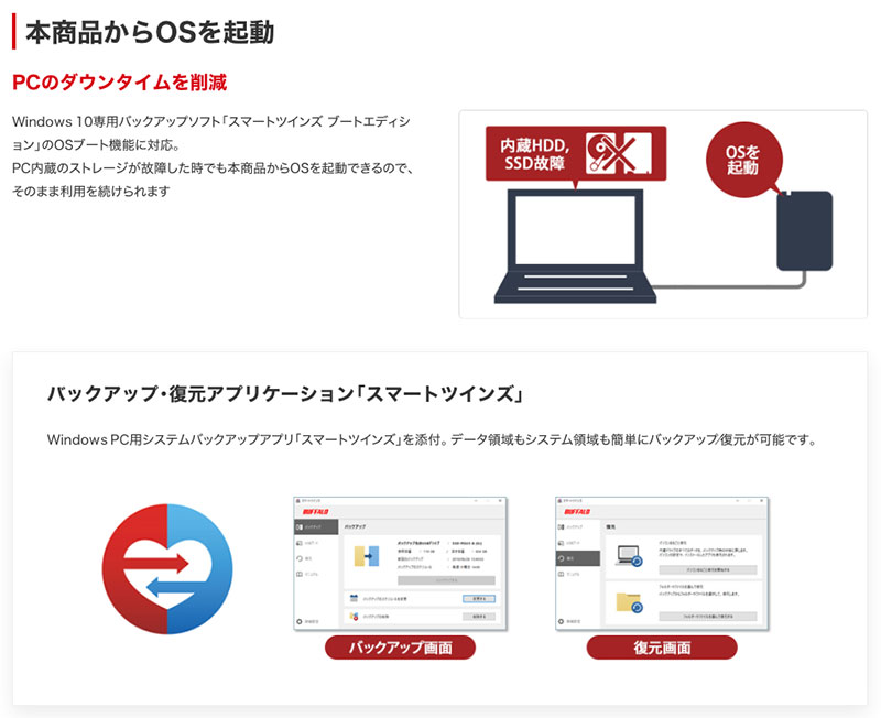 BUFFALO 外付けSSD SSD-PG500U3-BC