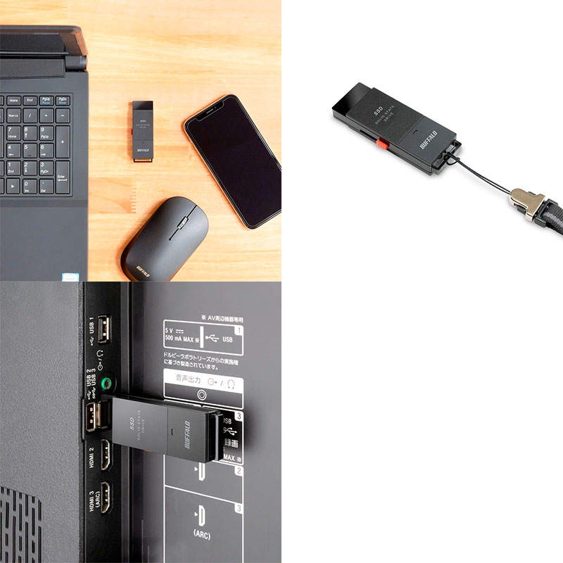 BUFFALO 外付けSSD 500GB ブラック SSD-SCT500U3-BA