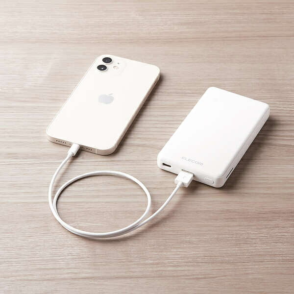 エレコム モバイルバッテリー 7000mAh PD 薄型 コンパクト ホワイト DE-C27-7000WH(1個)