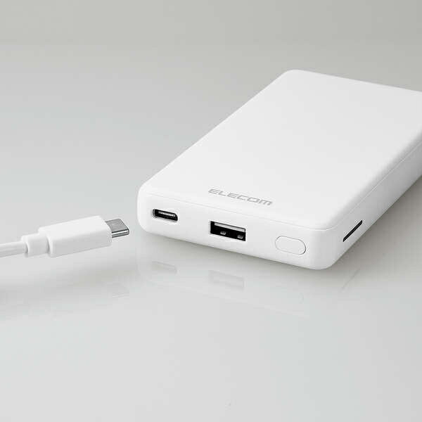 エレコム モバイルバッテリー 7000mAh PD 薄型 コンパクト ホワイト DE-C27-7000WH(1個)