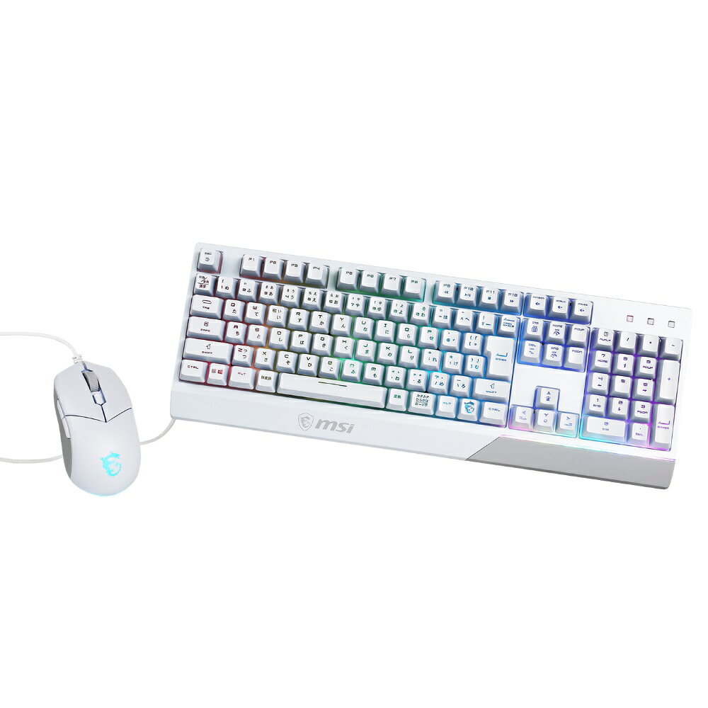 MSI パーツ VIGOR GK30 COMBO WHITE JP USB接続ゲーミングキーボードとマウスのコンボ/ フルサイズキーボードとDPI切り替え機能搭載マウス/ RGB LEDライティン…