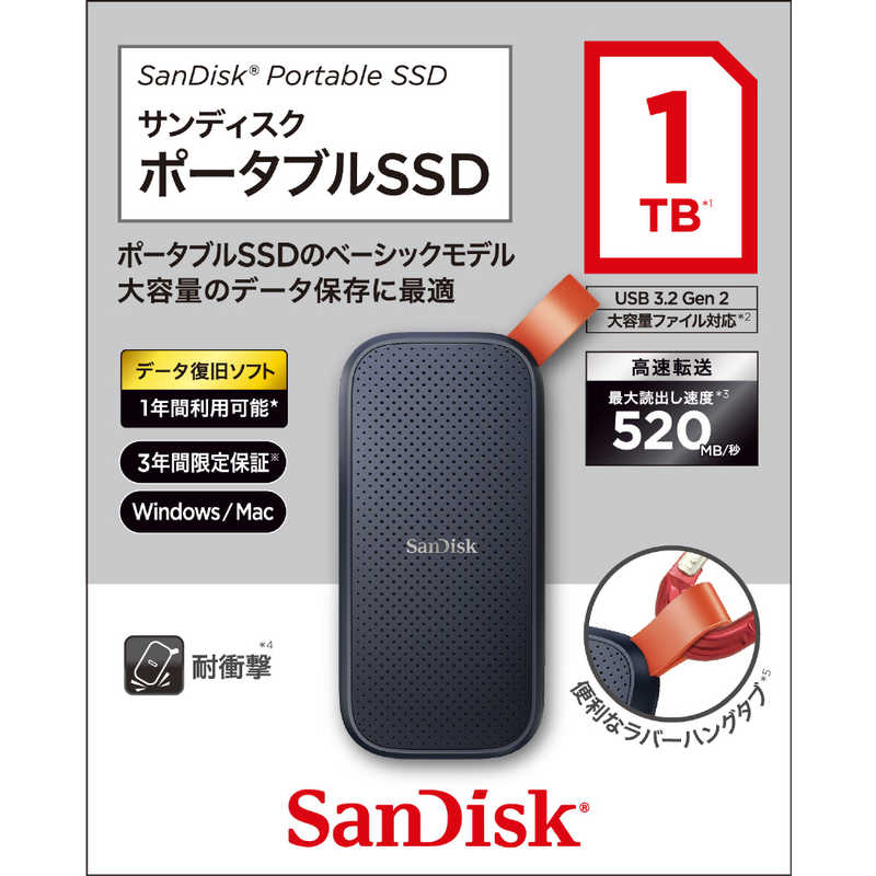 SanDisk ポータブルSSD 1TB SDSSDE30-1T00-J26