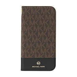 マイケルコース｜MICHAEL KORS MICHAEL – Folio Case Bicolor with Tassel Charm for iPhone 13 Brown/Black マイケルコース MKBCBBLFLIP2161