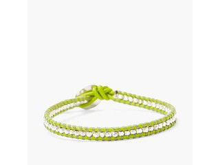 CHAN LUU ライムグリーン シルバーナゲット 1連ラップブレスレットBS-1025