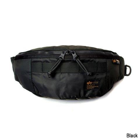 衣川産業｜Kinugawa Sangyo ナイロンコーデュラツイル ウエストバッグ ALPHA INDUSTRIES ブラック TZ1082