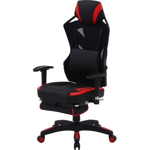 不二貿易 メッシュゲーミングチェア レイズ フットレスト付き RD 19429