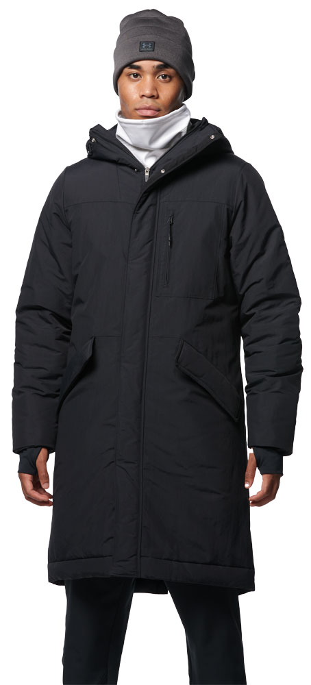 XXL 黒 アンダーアーマー 中綿入りロングコート 1369369 ベンチコート