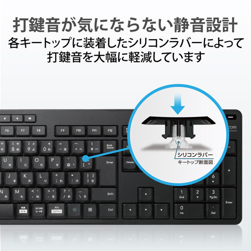 エレコム ワイヤレスキーボード USB接続 静音 TK-FDM116SKTBK(1個)
