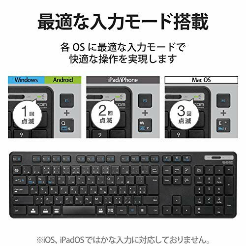 エレコム キーボード ワイヤレス Bluetooth マルチペアリング対応 TK-FBM120KBK／EC(1個)