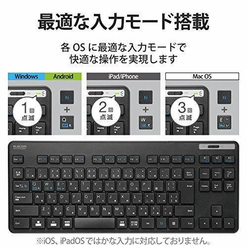 エレコム Bluetooth 薄型キーボード マルチペアリング対応 TK-FBM119KBK／EC(1個)