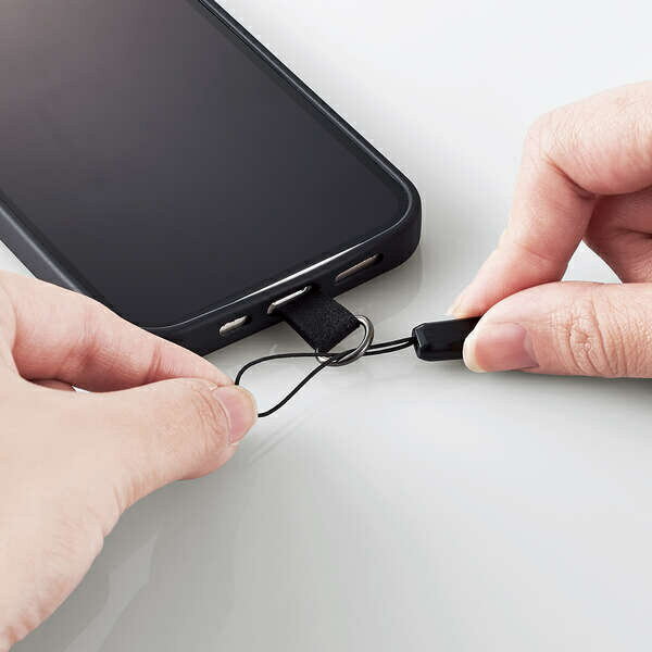 エレコム スマホアクセサリ 外付ストラップホール ハンドストラップ P-STHHANBK(1個)
