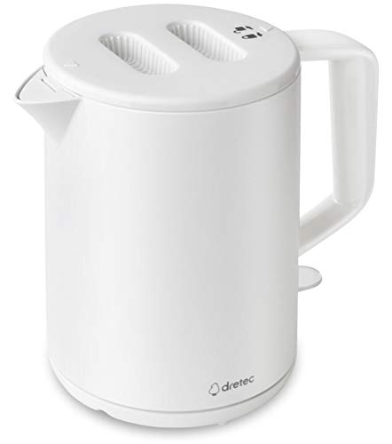 dretec ドリテック 電気ケトル 1.0L 900W 小型 軽量 ハイパワー 操作簡単 自動電源オフ 空焚き防止 タルボ ポット 湯沸かし シンプル やかん おしゃれ ホワイト 白