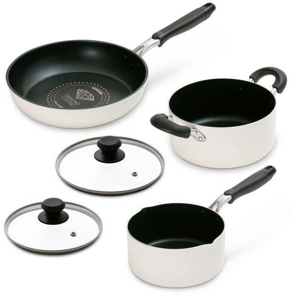 アイリスオーヤマ ダイヤモンドコートフライパン・なべ 5点セット ホワイト DCI-FP5S 