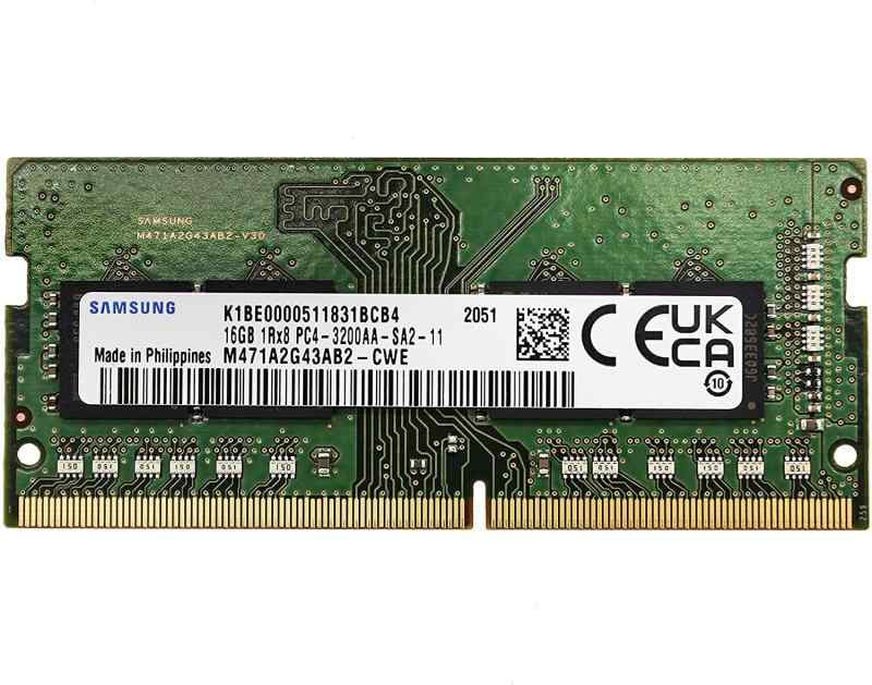 SUMSUNG サムスン PC4-25600 DDR4-3200 16GB 2048Mx8 ノートPC用 260pin Unbuffered SO-DIMM M471A2G43AB2-CWE 3200D4N-16G-S