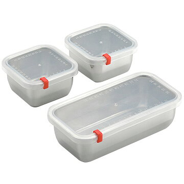 保存容器 1150ml 520ml ステンレス 角型 スリム ミニ 蓋付き 3個組み 燕三条 日本製 郷技 （ フードコンテナー ステンレス保存容器 冷蔵庫 スタッキング ）