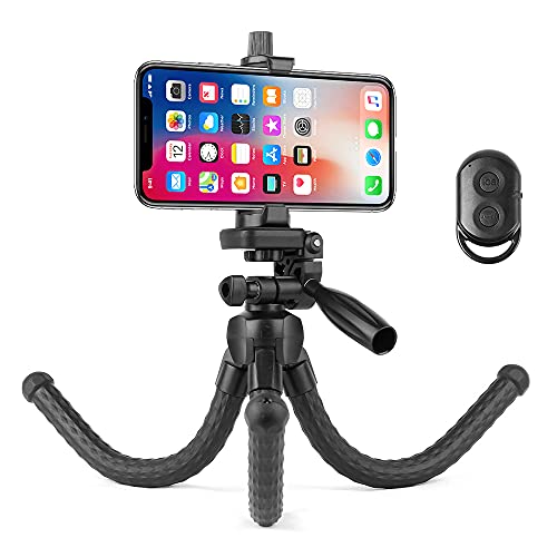 くねくね三脚 スマホ 三脚 どこでも固定可能 3way雲台 スマホ 固定 スタンド iPhone iPad タブレット適用 スマホスタンド 三脚 耐荷重1kg リモコン付き 軽量 コ…