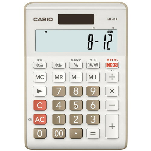 CASIO 余り計算電卓 12桁 ベージュ MP-12R-BE