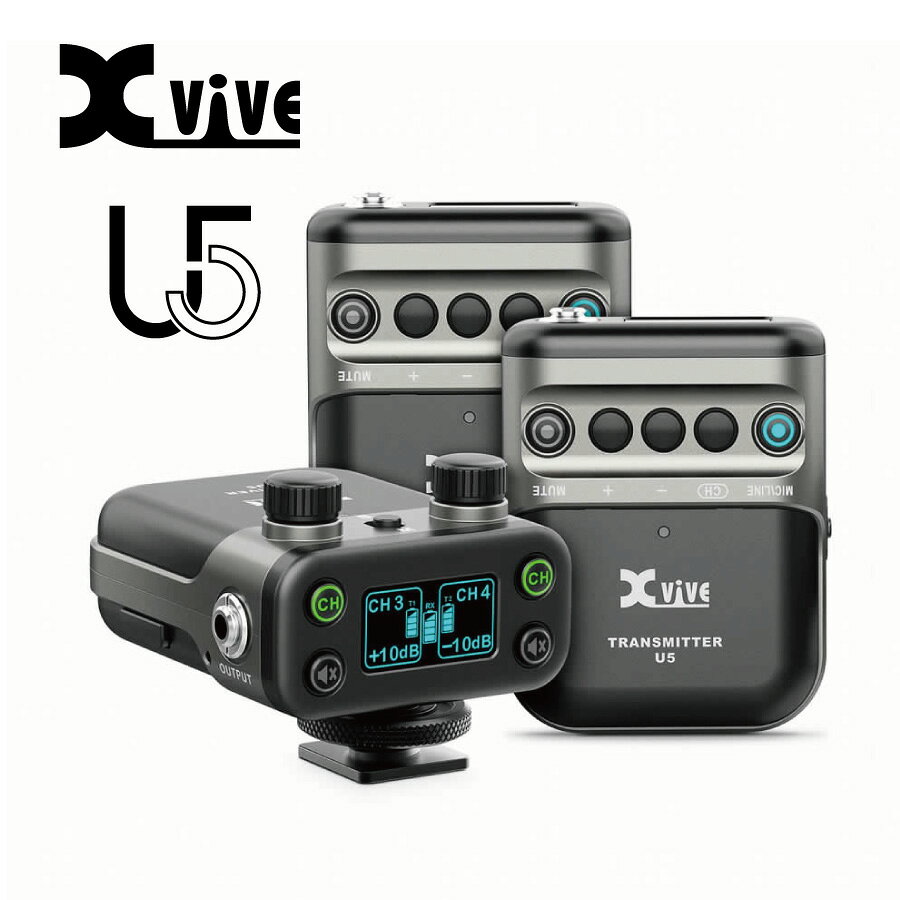 XVIVE U5T2 [送信機x2+ピンマイクx2+受信機x1] デュアルチャンネル・デジタル・ワイヤレスマイク システム